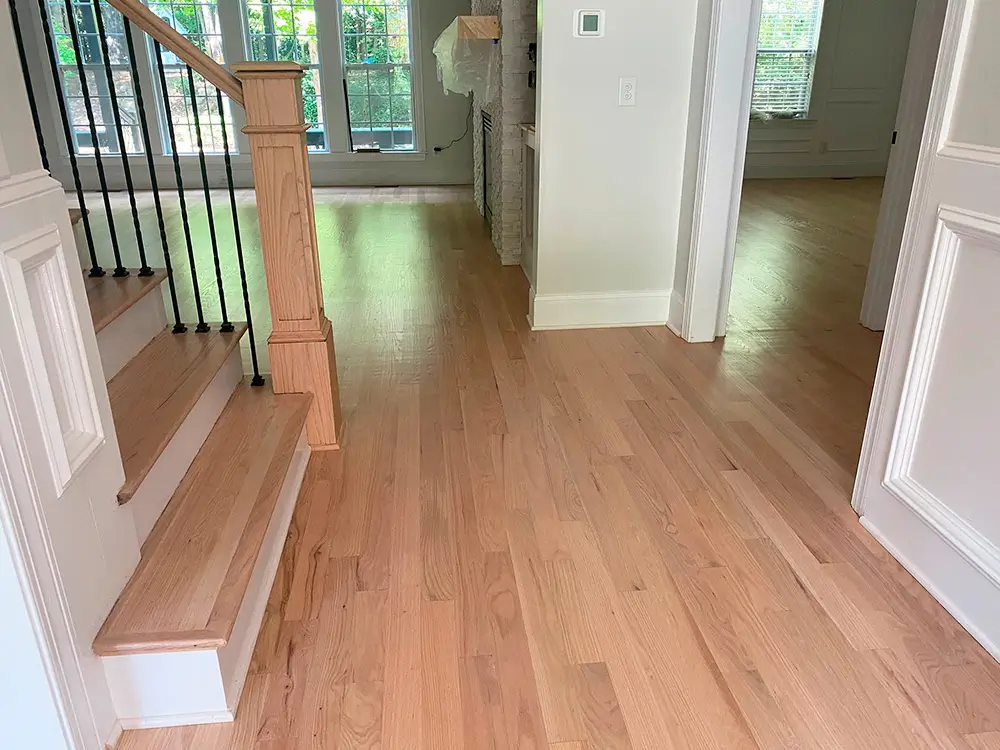 Refinished hardwood floors and stairs in Cary NC