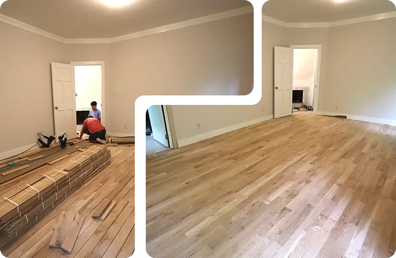 Completed hardwood flooring project in Raleigh