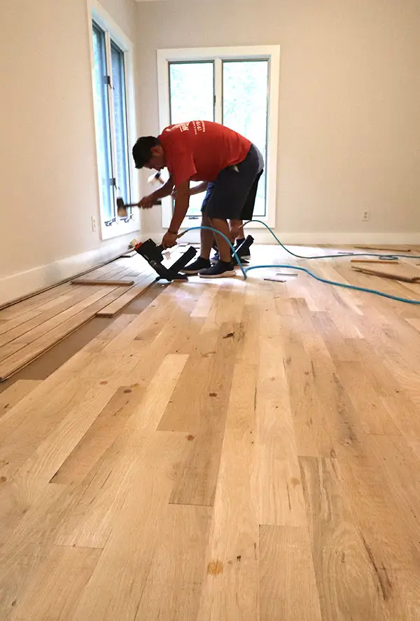Hardwood floor installation in master room