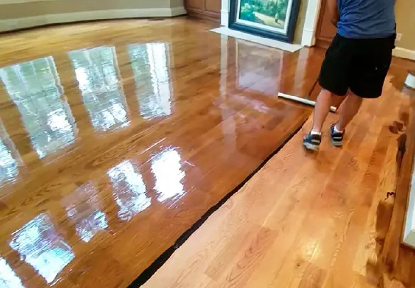 Shiny refinished hardwood floors in Cary NC