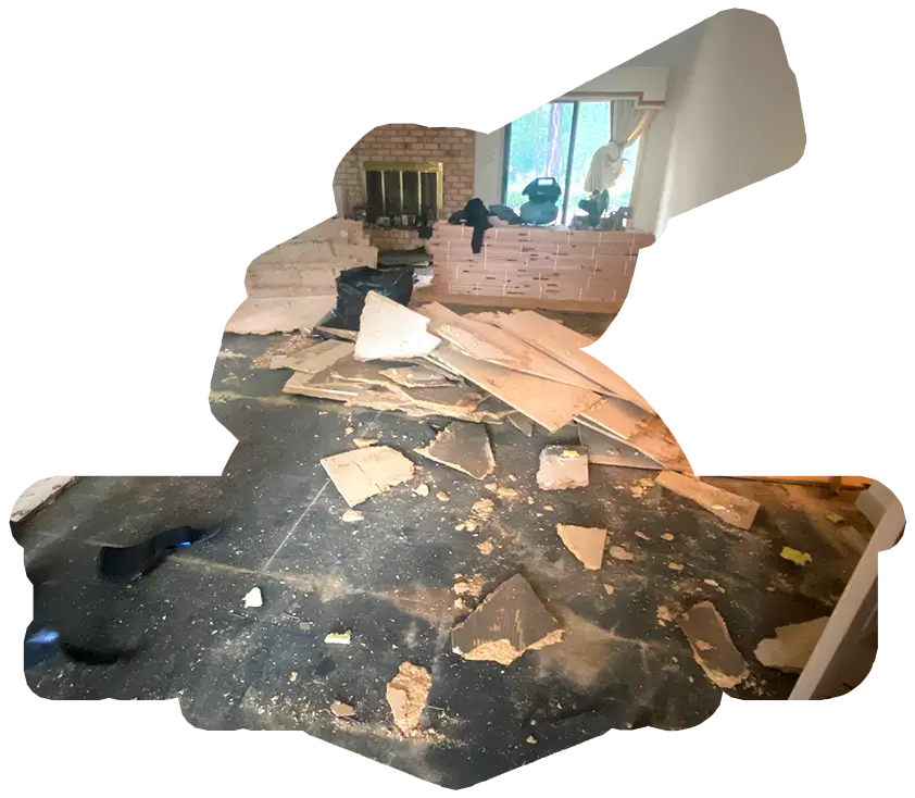 Damaged hardwood floor from DIY mistakes