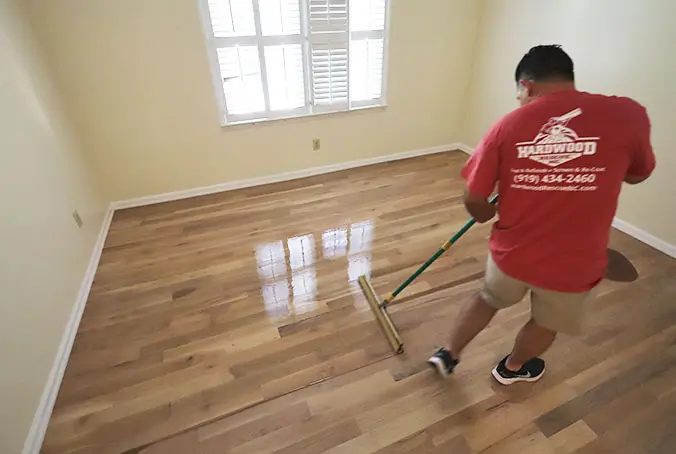 Buff and coat hardwood flooring service one-day process